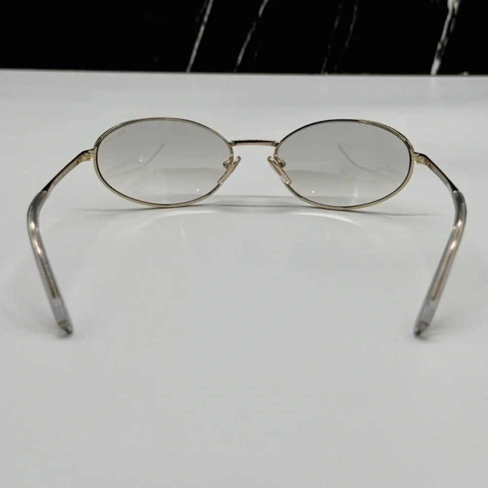NEW SPR A59 14N7H1 PRADA PRA59S 14N7H1 WOMEN SUNGLASSES PR A59S 14N7H1 GOLD OVAL - Picture 8 of 12